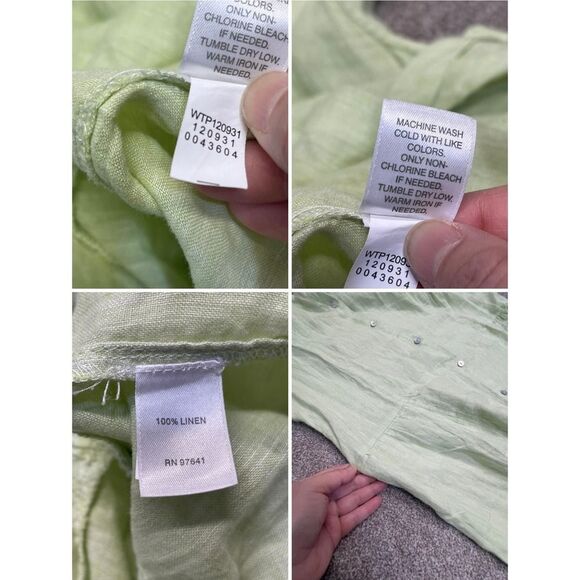 J.Jill Women Love Linen Peplum Back Tunic top sz large Button Up Pintuck Pleated - Picture 4 of 12